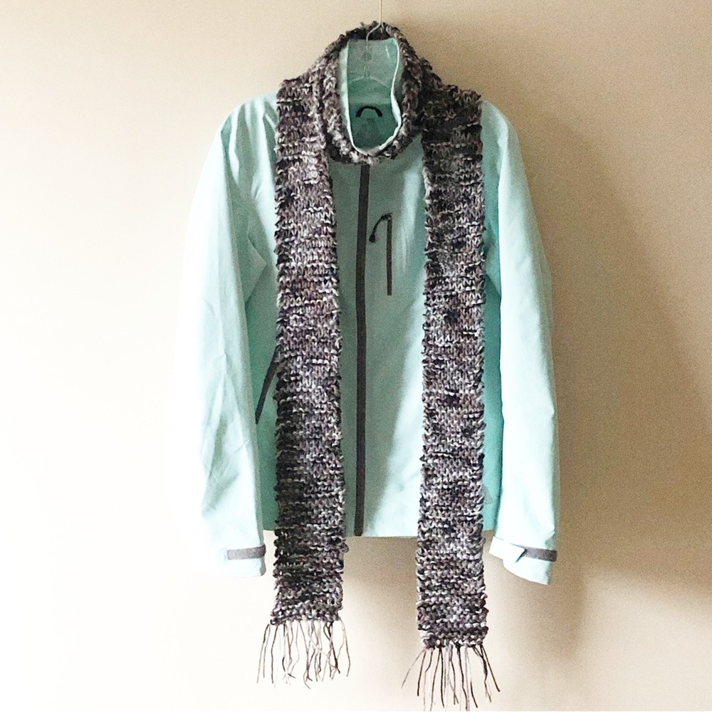 Knit Scarf Handmade Long Skinny Neutral Colors Hand Knitted Acrylic Textured